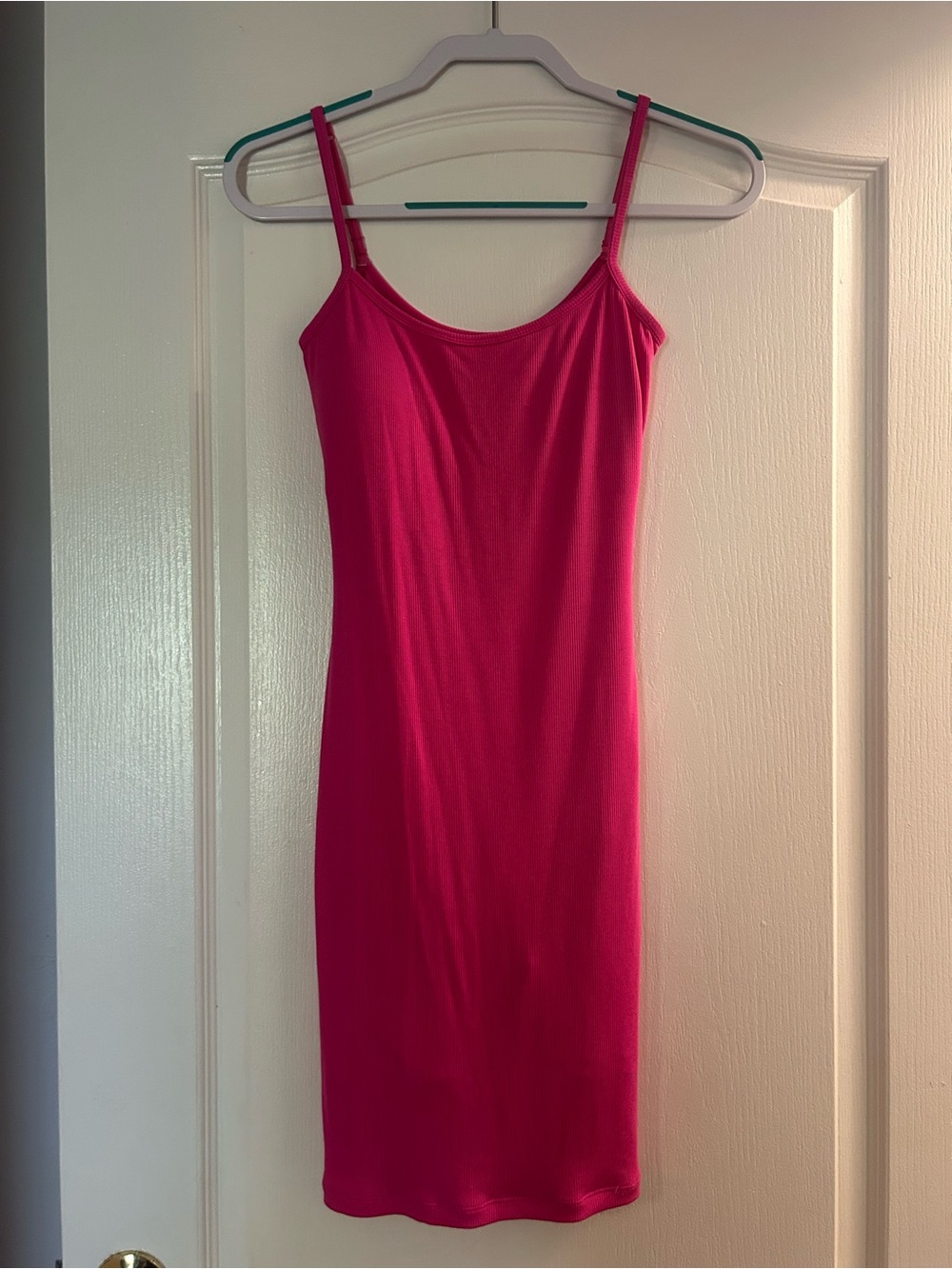 Populusia Hot Pink Ribbed Bandeau dress